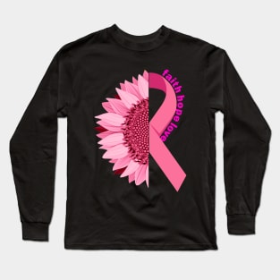 Breast Cancer Awareness Pink Sunflower Ribbon Long Sleeve T-Shirt